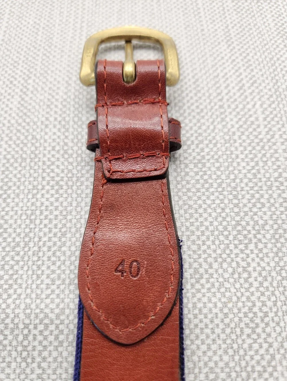 Smathers & Branson Size 40 New England Patriots Belt Needlepoint Hand Stitch